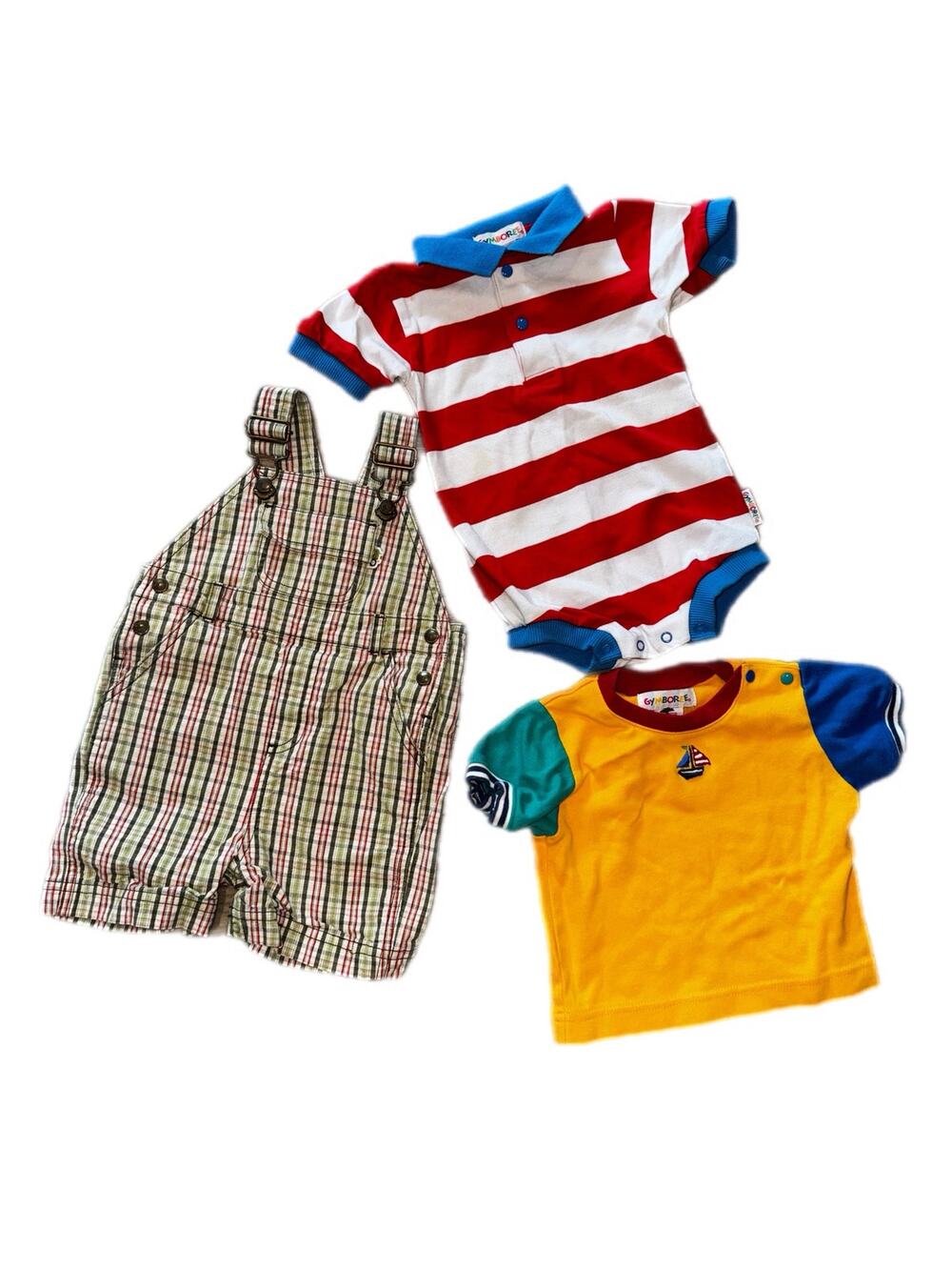 VTG 90s/Y2K Gymboree Baby Boy 3pc Bundle- Size Infant /Baby Plaid & Sailboat Lot